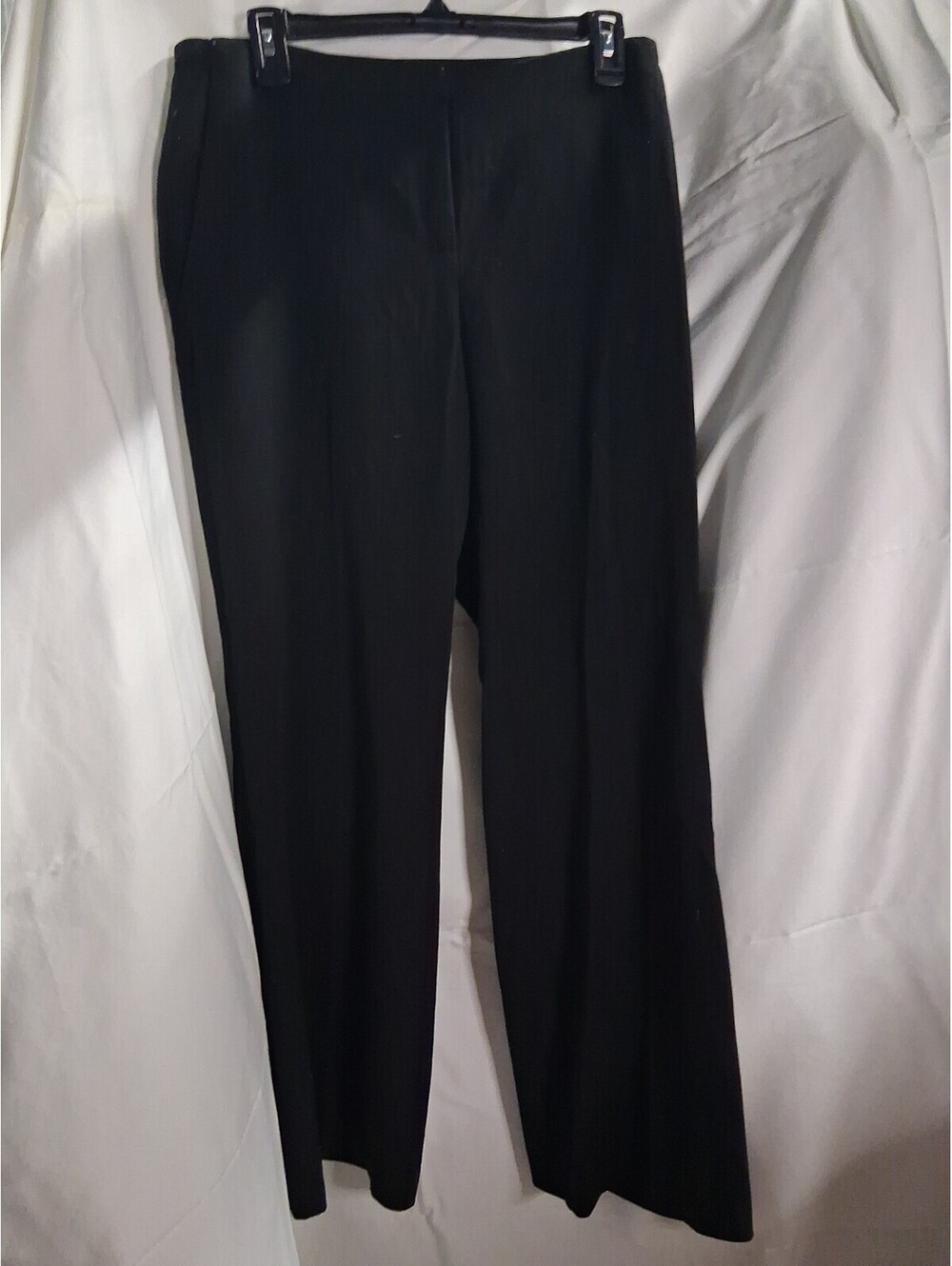 Chico's Women’s Black Solid Wide-Leg Pants Flat Front Stretch Regular Size 0 L2